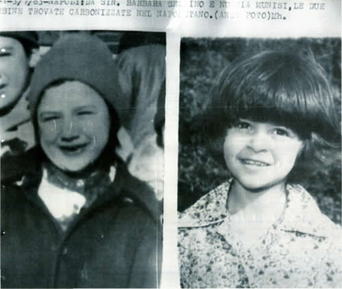 La telefoto dell'Ansa che segnala la tragica fine di Nunzia Munisi, 10 anni e Barbara Sellino, 7