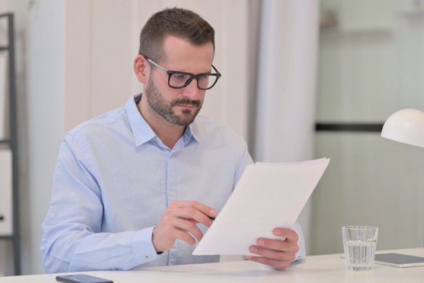 Uomo legge documento