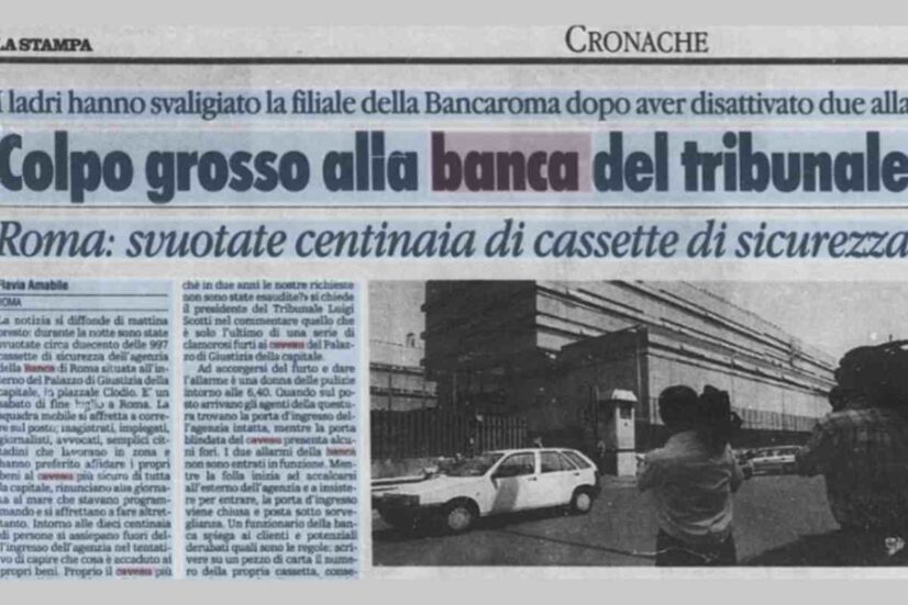 Il caveau della filiale 91 della banca interna al Tribunale di Roma, situato nella Cittadella giudiziaria tra Monte Mario e Piazzale Clodio