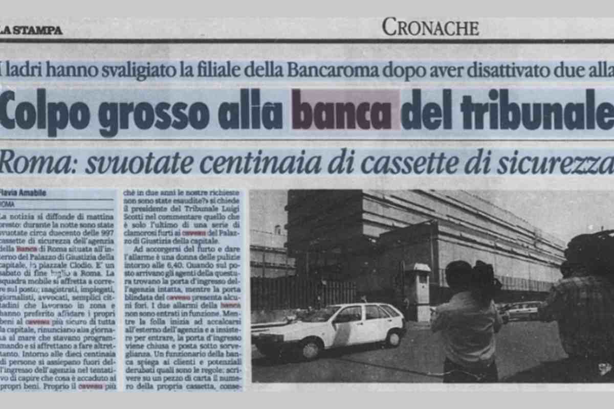 Il caveau della filiale 91 della banca interna al Tribunale di Roma, situato nella Cittadella giudiziaria tra Monte Mario e Piazzale Clodio