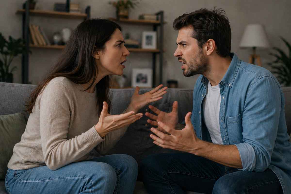 Uomo e donna litigano 
